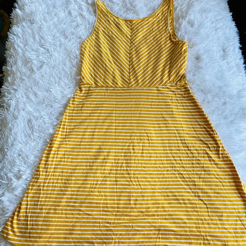 Old Navy girls dress sz XL NEW mustard yellow color w white stripes swim cover